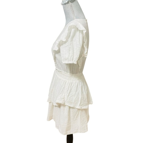 The Post White Ruffle Lace Trim Mini Dress Women’s Small Cotton Rayon - Picture 3 of 14